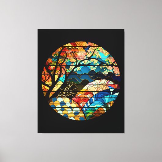 MODERNER WALD JAPANESISCHER KUNSTSTYLE LEINWANDDRUCK (Vorderseite)