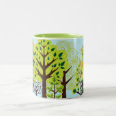 Moderner Waldgarten Art Grüne Natur Zweifarbige Tasse (Mittel)