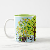 Moderner Waldgarten Art Grüne Natur Zweifarbige Tasse (Links)