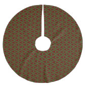 Moderner Waldgrün-Maroon kariertes Weihnachtsmuste Polyester Weihnachtsbaumdecke (Vorderseite)