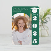 Moderner Waldgrün schick 4 Foto Abschluss Einladung (Stehend Vorderseite)