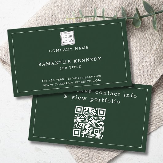 Moderner Waldgrüner QR-Code mit benutzerdefinierte Visitenkarte