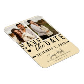 Moderner Warm Custard Save the Date 2 Foto Hochzei Magnet (Rechte Seite)
