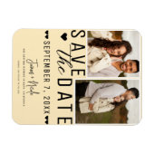 Moderner Warm Custard Save the Date 2 Foto Hochzei Magnet (Horizontal)