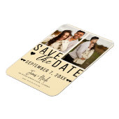 Moderner Warm Custard Save the Date 2 Foto Hochzei Magnet (Linke Seite)