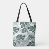 Moderner Wasserfarbe Grün Tropisches Blatt Name Tasche (Rückseite)