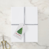 Moderner Wasserfarbe Grün Weihnachtsbaum Geschenk  Geschenkanhänger (Mit Garn)