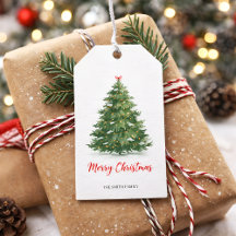 Moderner Wasserfarbe Grün Weihnachtsbaum Geschenk