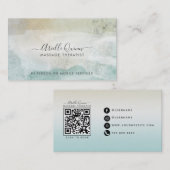 Moderner Wasserfarbe-Massagetherapeut QR-Code Visitenkarte (Vorne/Hinten)