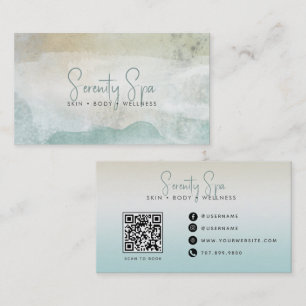 Moderner Wasserfarbe-Spa-QR-Code Visitenkarte