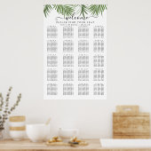 Moderner Wasserfarben-Palmbaum-Sitzplan Poster (Küche)
