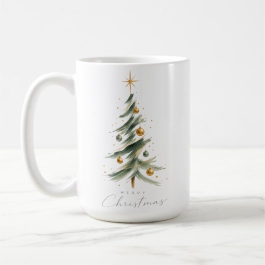 Moderner Wasserfarben-Weihnachtsbaum Kaffeetasse (Links)
