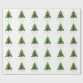 Moderner Wasserfarben-Weihnachtskiefer Geschenkpapier (Flach)