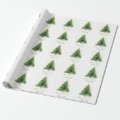 Moderner Wasserfarben-Weihnachtskiefer Geschenkpapier (Ungerollt)