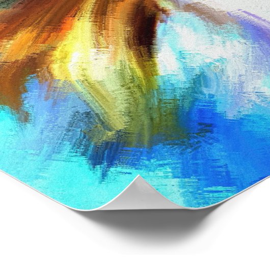 Moderner Wasserfarbenpferd handgemalt Stallion Poster (Ecke)