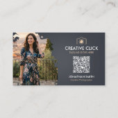 Moderner Wasserfarbfotograf QR-Code Geschäft Ca Visitenkarte (Rückseite)