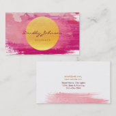 Moderner Watercolor-abstraktes elegantes rosa Gelb Visitenkarte (Vorne/Hinten)