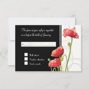 Moderner Watercolor-rotes RSVP Karte