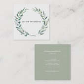 Moderner Watercolorniederlassung Wreath beruflich Quadratische Visitenkarte (Vorne/Hinten)