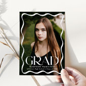 Moderner Wavy Frame Grad 2 Foto Abschluss Ankündigung