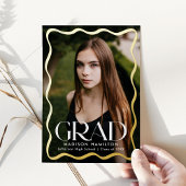 Moderner Wavy Frame Grad 2 Foto Abschluss Folieneinladung