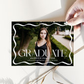 Moderner Wavy Frame Graduate 2 Foto Abschluss Ankündigung
