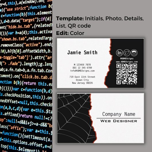 Moderner Web Designer für Schwarz und Weiß Visitenkarte