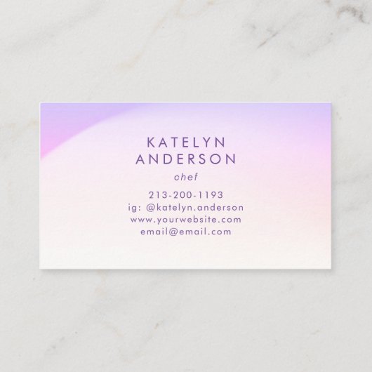 Moderner weicher Gradient Minimalismus Trend Origi Visitenkarte (Rückseite)