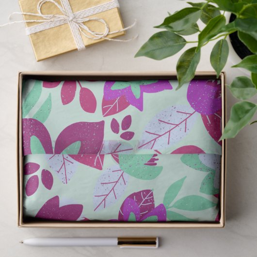 Moderner Weihnachts-Burgund Minze Blumenurlaub Seidenpapier (Geschenk)