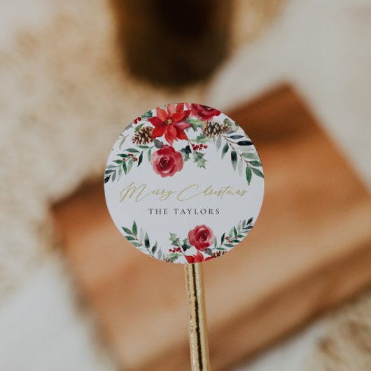 Moderner Weihnachts-Klassiker Runder Umschlag Aufk Aufkleber