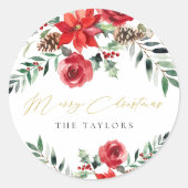 Moderner Weihnachts-Klassiker Runder Umschlag Aufk Runder Aufkleber (Vorderseite)