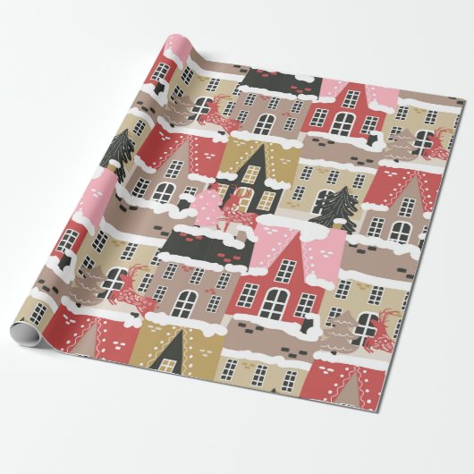 Moderner Weihnachtsabend Geschenkpapier (Ungerollt)