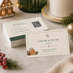 Moderner Weihnachtsbäckerei-QR-Code Visitenkarte