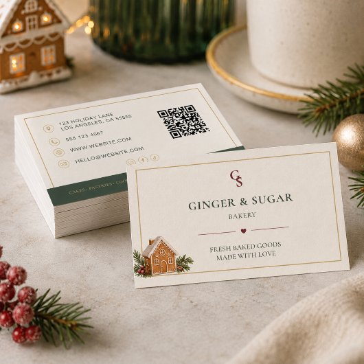Moderner Weihnachtsbäckerei-QR-Code Visitenkarte