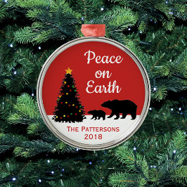 Moderner Weihnachtsbären-Weltfrieden Ornament Aus Metall