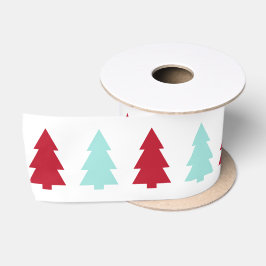 Moderner Weihnachtsbaum, Aqua und Rot Satinband
