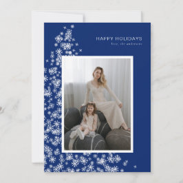 Moderner Weihnachtsbaum aus Schneeflocken Feiertagskarte