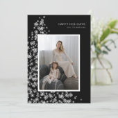 Moderner Weihnachtsbaum aus Schneeflocken Feiertagskarte (Stehend Vorderseite)