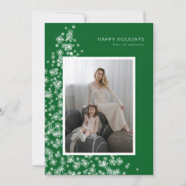 Moderner Weihnachtsbaum aus Schneeflocken Feiertagskarte