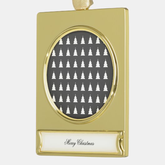 Moderner Weihnachtsbaum Banner-Ornament Gold (Links)