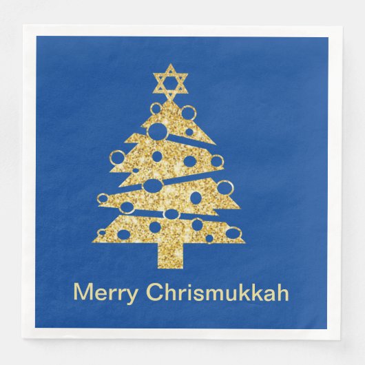 Moderner Weihnachtsbaum Chrismukkah Papier Napkin Serviette (Vorderseite)