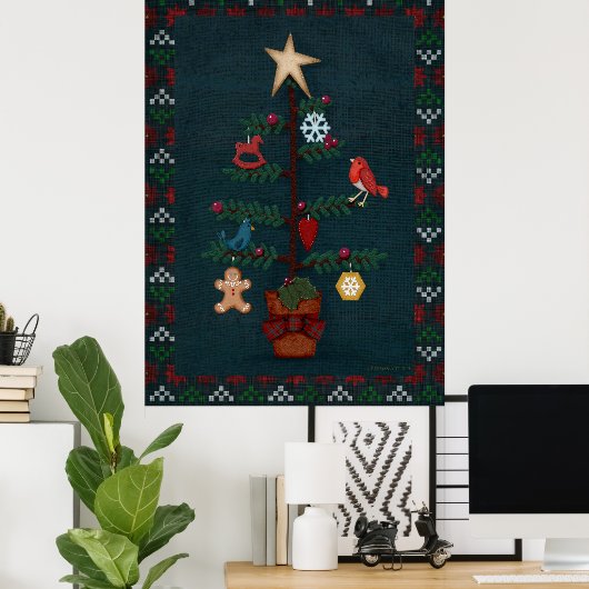 Moderner Weihnachtsbaum der Folk Art | Cherie's Ar Poster (Heimbüro)