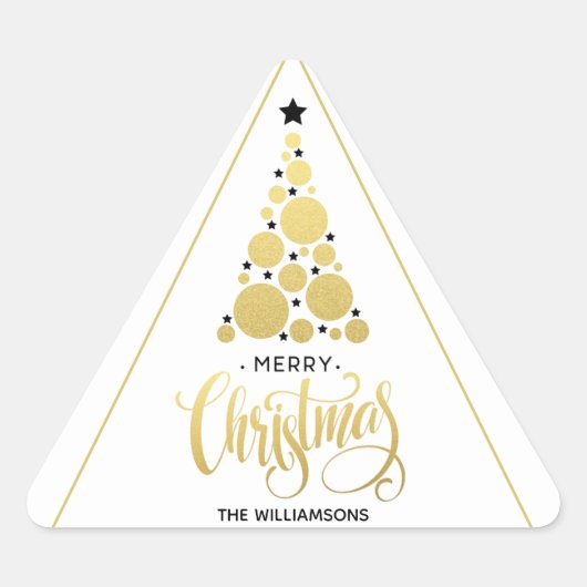 Moderner Weihnachtsbaum Dreieckiger Aufkleber (Vorderseite)