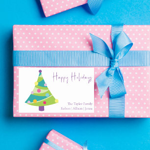 Moderner Weihnachtsbaum Familienname Rechteckiger Aufkleber