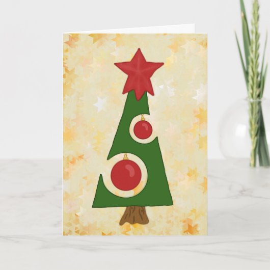 Moderner Weihnachtsbaum Feiertagskarte (Vorderseite)