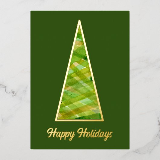 Moderner Weihnachtsbaum Folien Feiertagskarte (Vorderseite)