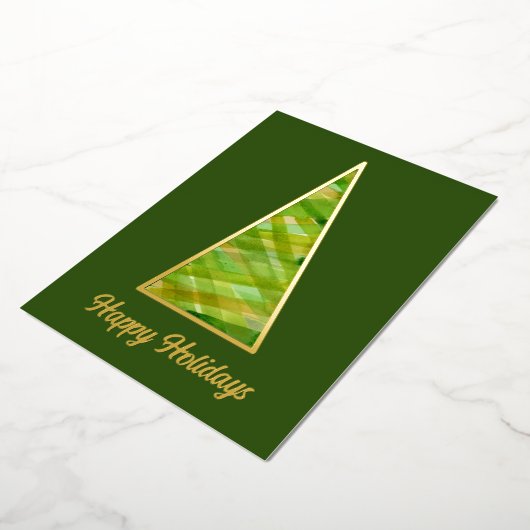 Moderner Weihnachtsbaum Folien Feiertagskarte (Gedreht)