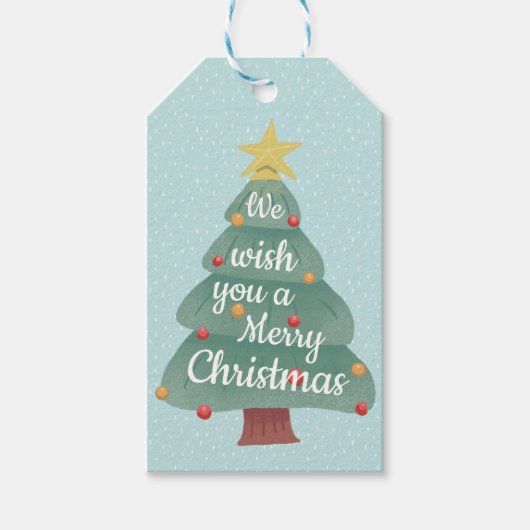 Moderner Weihnachtsbaum frohe Weihnachten Geschenkanhänger (Vorderseite)