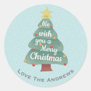 Moderner Weihnachtsbaum frohe Weihnachten Runder Aufkleber