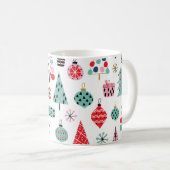 Moderner Weihnachtsbaum | Fröhliches Urlaubsmuster Kaffeetasse (VorderseiteRechts)